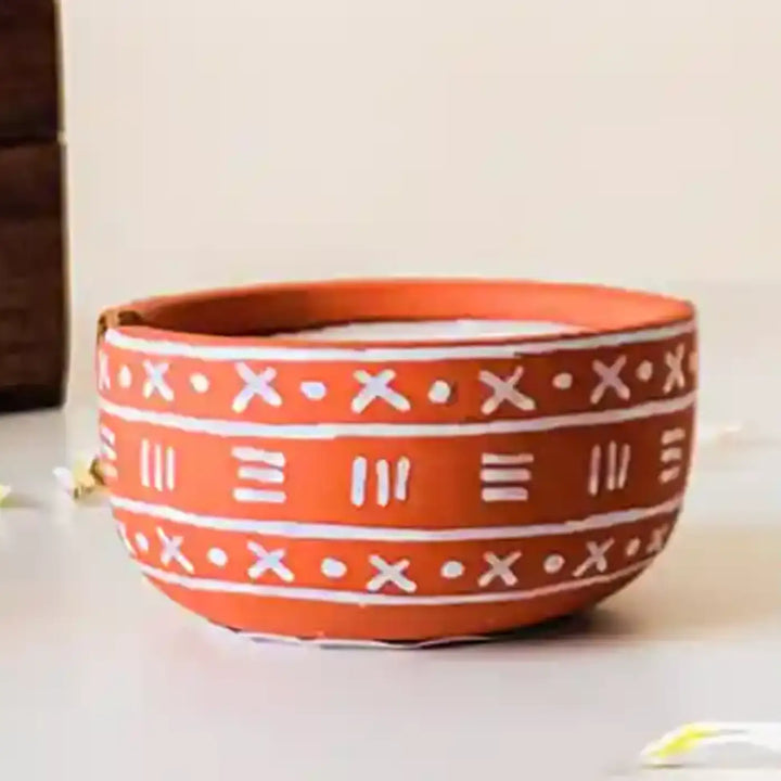 Set of 16 | Hand-Painted Cross Dot Terracotta Soy Wax Candle