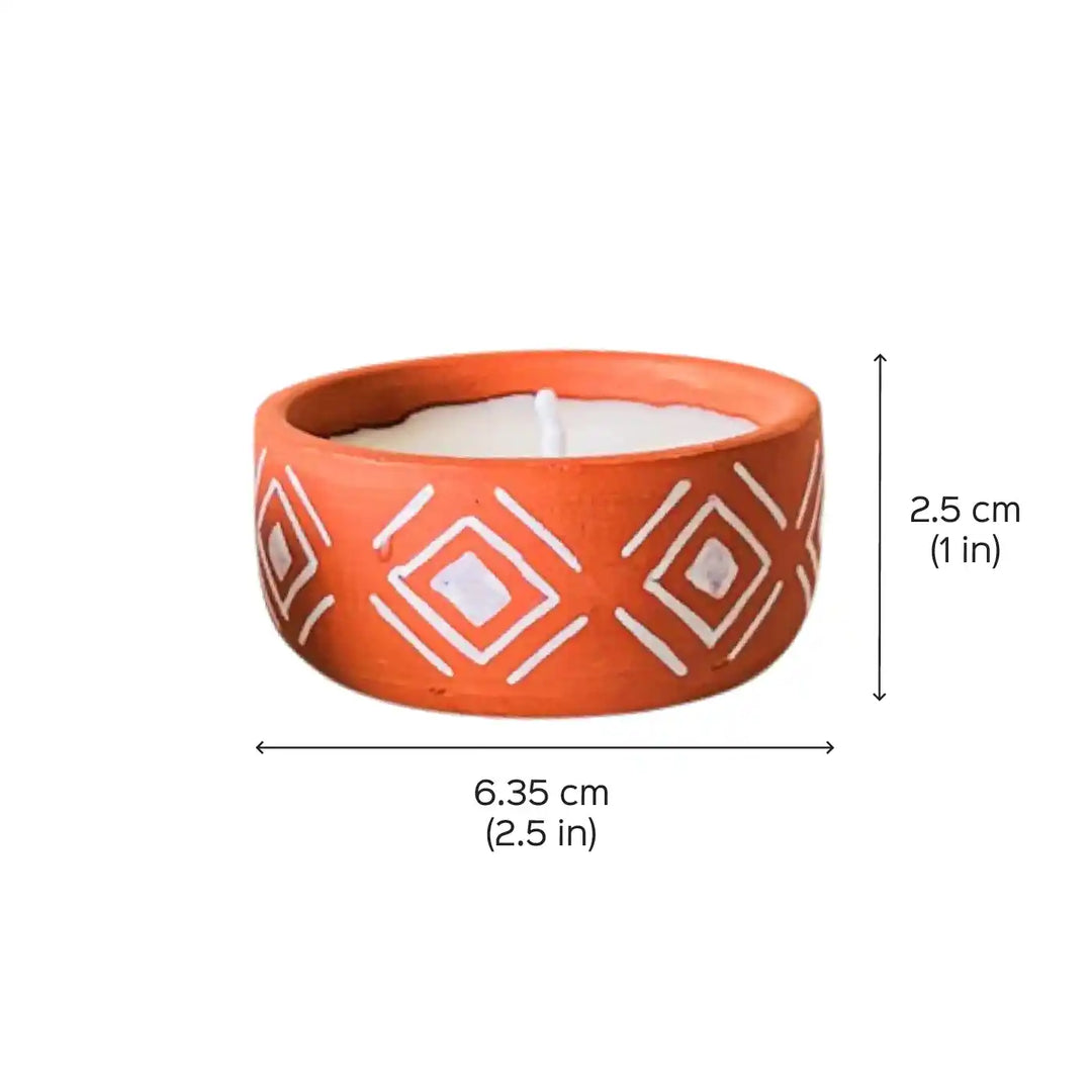Set of 16 | Hand-Painted Diamond Terracotta Soy Wax Candle