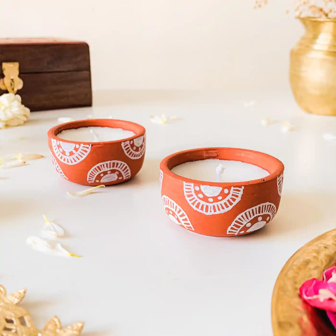 Customized Hand-Painted Rainbow Terracotta Soy Wax Candle