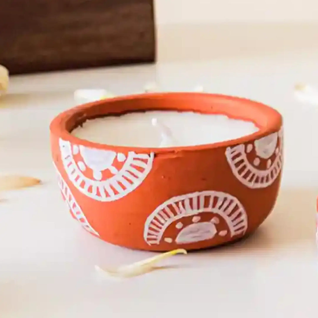 Customized Hand-Painted Rainbow Terracotta Soy Wax Candle
