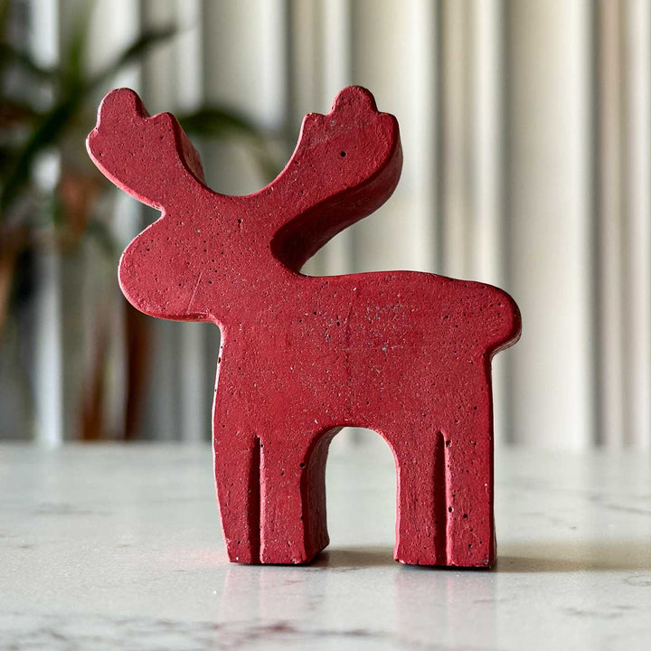 Handmade Santa's Steeds Concrete Table Decor For Christmas Decoration | Set Of 2