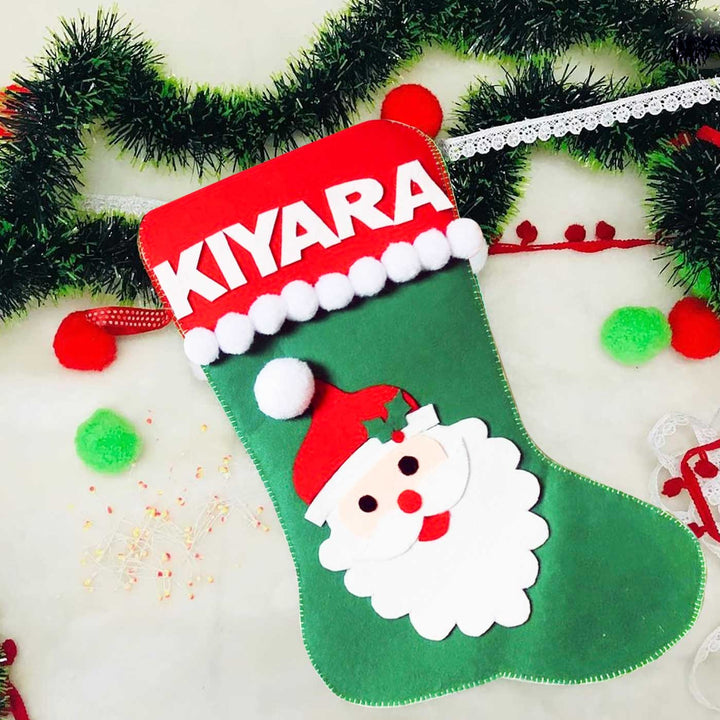 Personalized Santa Felt Stockings For Christmas Wall Decoration