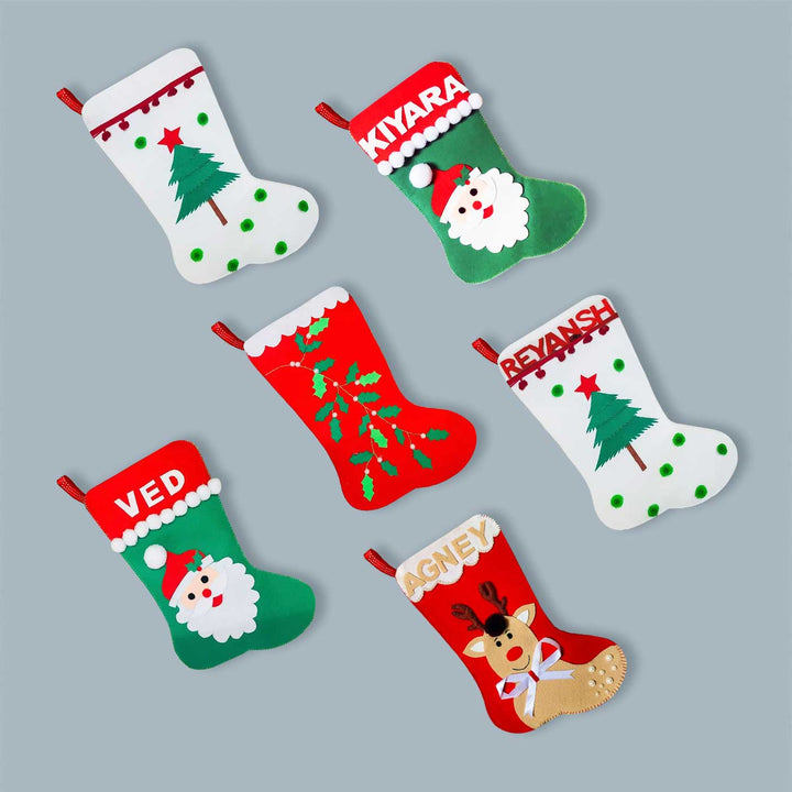 Personalized Santa Felt Stockings For Christmas Wall Decoration