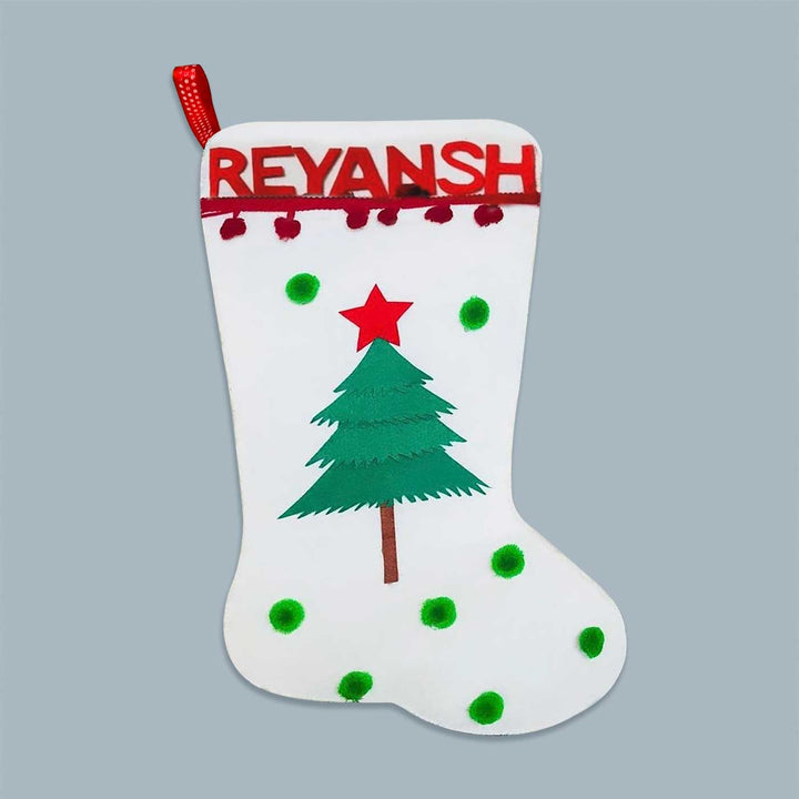 Personalized Tree With Star Felt Stockings For Christmas Wall Decoration