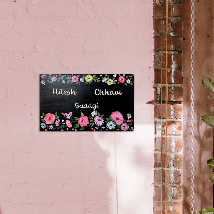 Floral Handpainted & Personalized Nameplate For Family