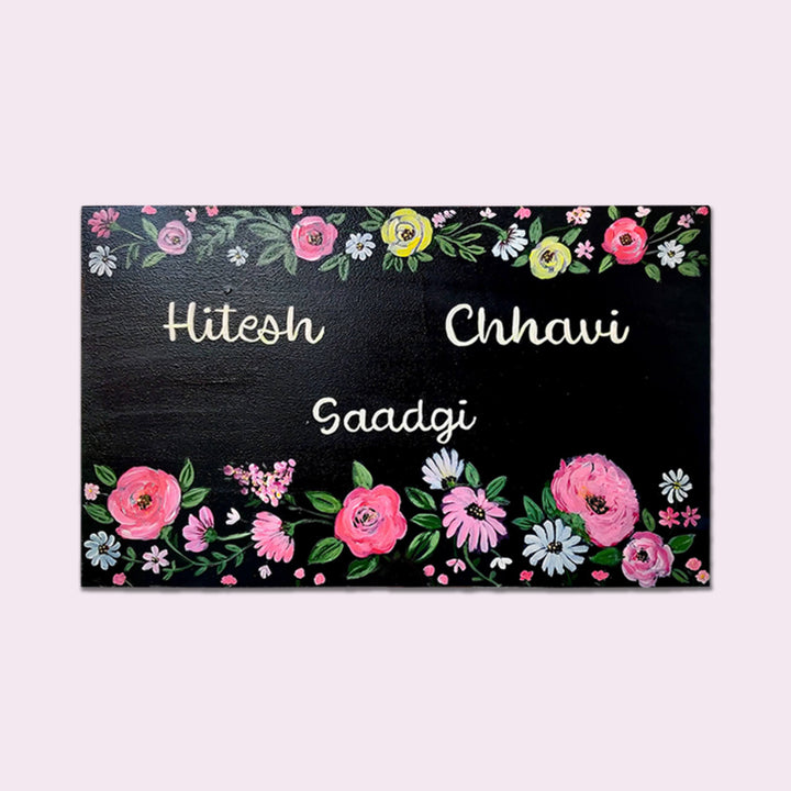 Floral Handpainted & Personalized Nameplate For Family
