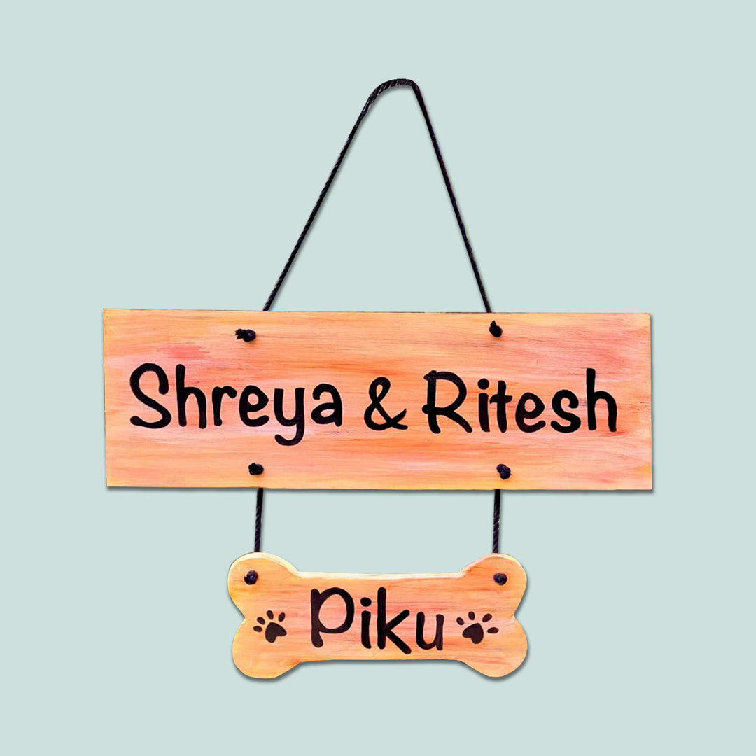 Personalized Family Nameplate with Pet Dog
