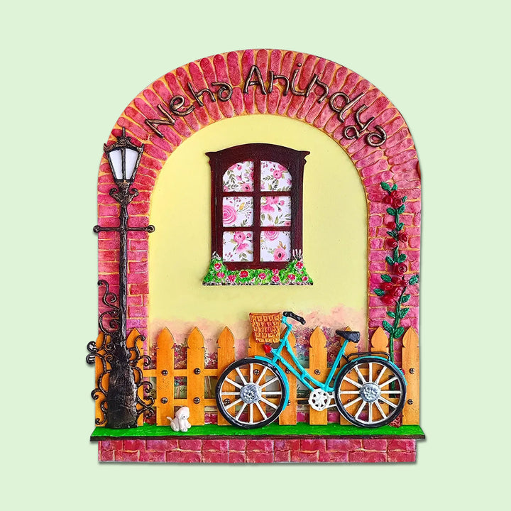 Personalized Artsy Family Nameplate with Miniature Elements