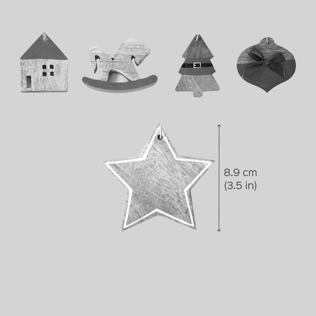Handmade Assorted Wooden Ornaments For Christmas Tree Decoration