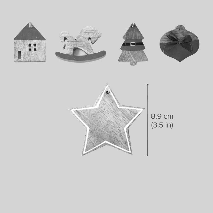 Handmade Assorted Wooden Ornaments For Christmas Tree Decoration