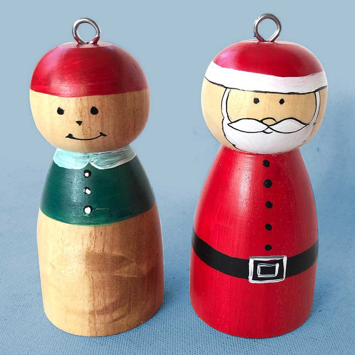 Handmade Figurine Style Wooden Ornaments For Christmas Tree Decoration