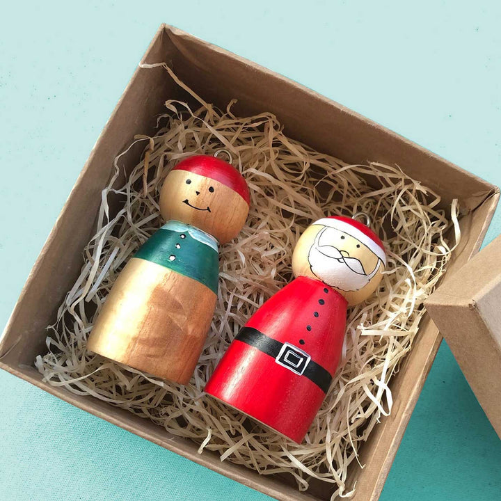 Handmade Figurine Style Wooden Ornaments For Christmas Tree Decoration