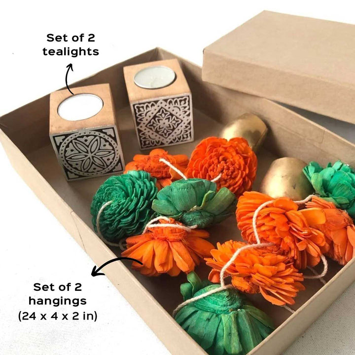 Shola Wood Hangings & Tealight Holder Festive Hamper