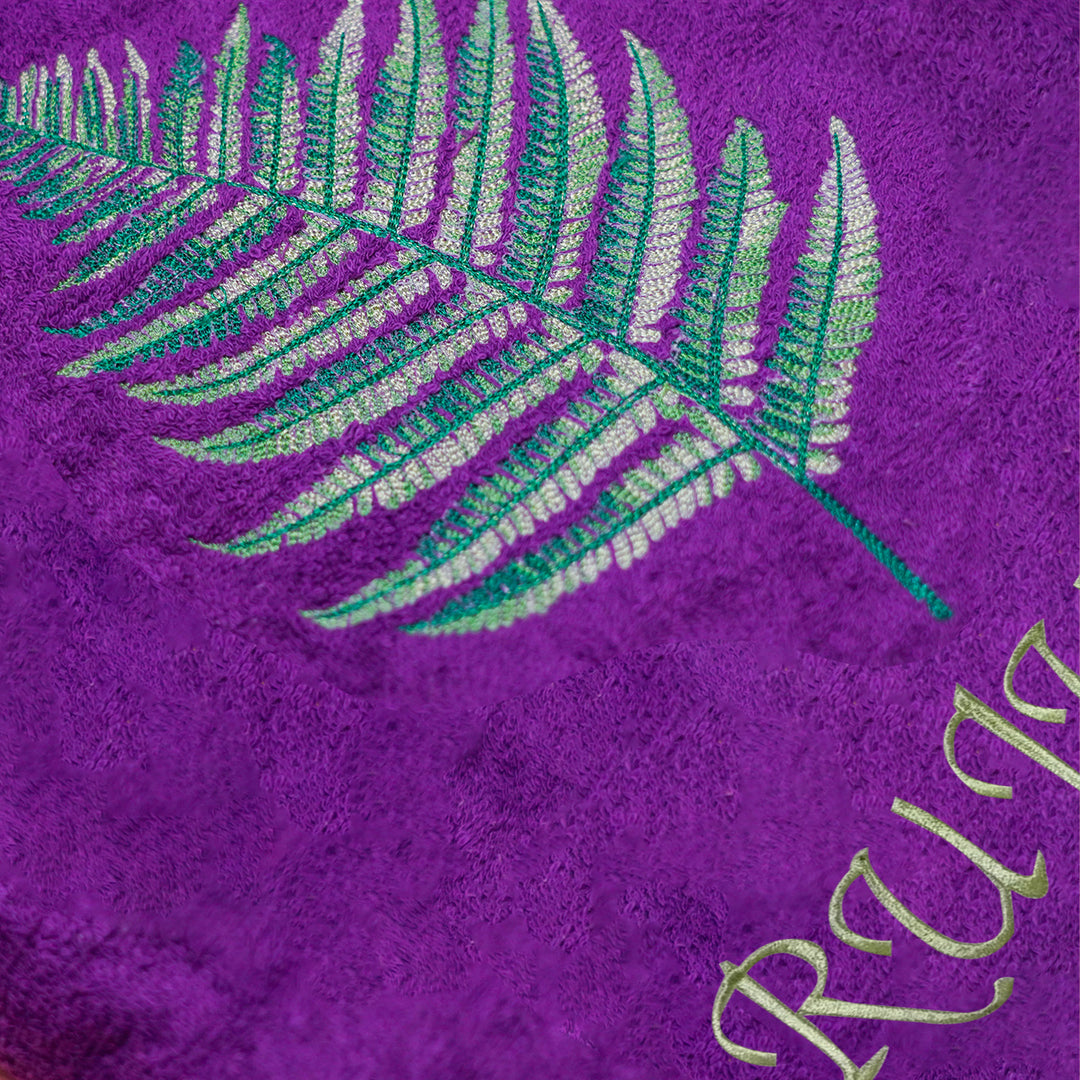 Embroidered Personalized Egyptian Cotton Bath Towel - Fern Leaf