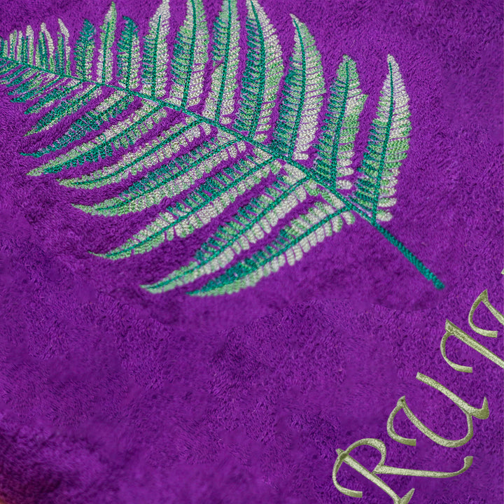 Embroidered Personalized Egyptian Cotton Bath Towel - Fern Leaf - Zwende