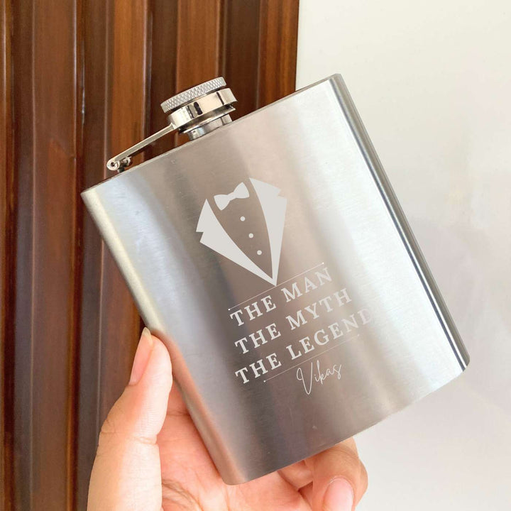 Personalized Handmade Engraved The Man The Myth The Legend Stainless Steel Hip Flask