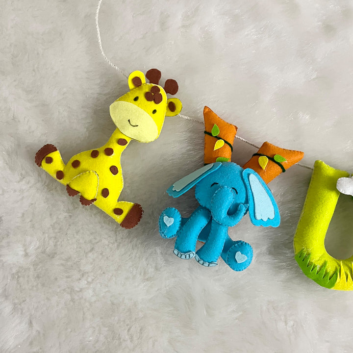 Handcrafted Personalized Animal Safari Themed Bunting For Kids