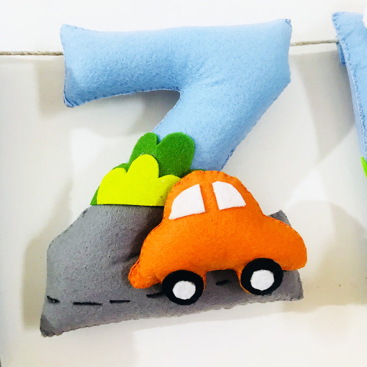 Handcrafted Personalized Car Themed Bunting For Kids