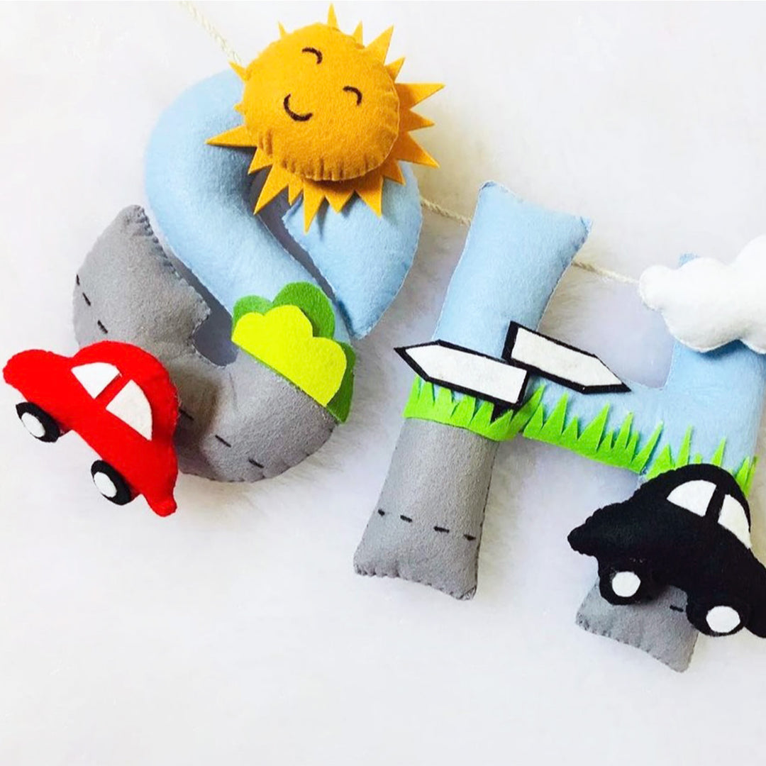 Handcrafted Personalized Car Themed Bunting For Kids