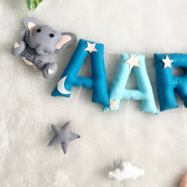 Handcrafted Personalized Ele & Astro Themed Bunting For Kids