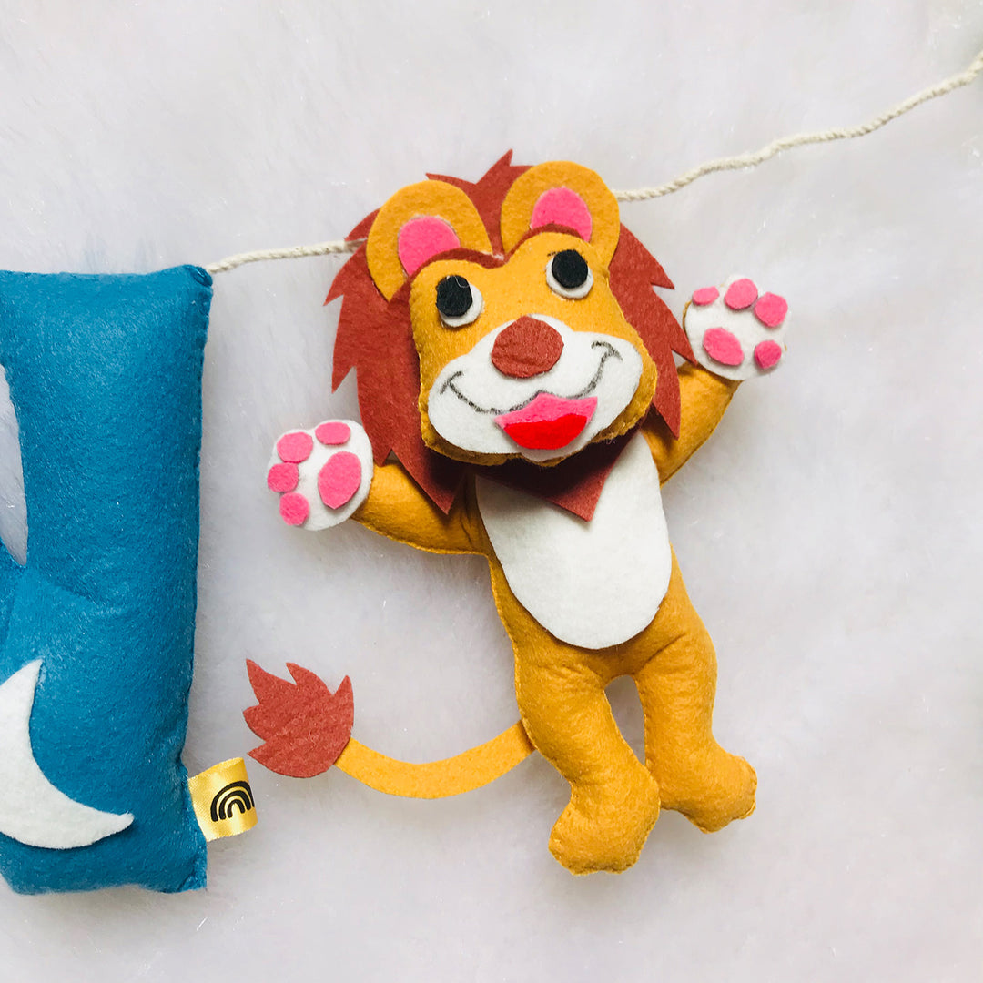 Handcrafted Personalized Ele & Lion Themed Bunting For Kids