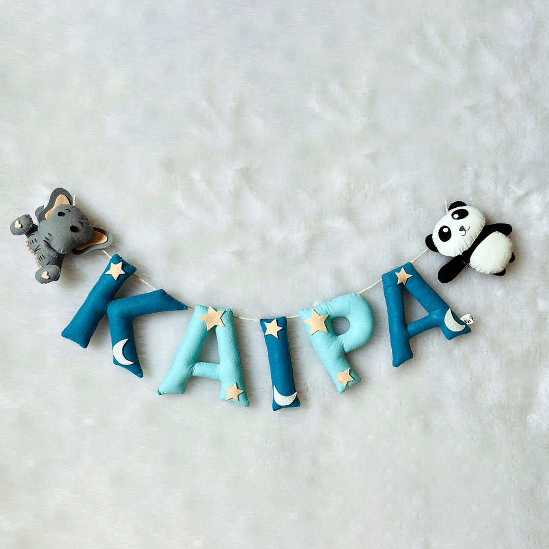 Handcrafted Personalized Ele & Panda Themed Bunting For Kids