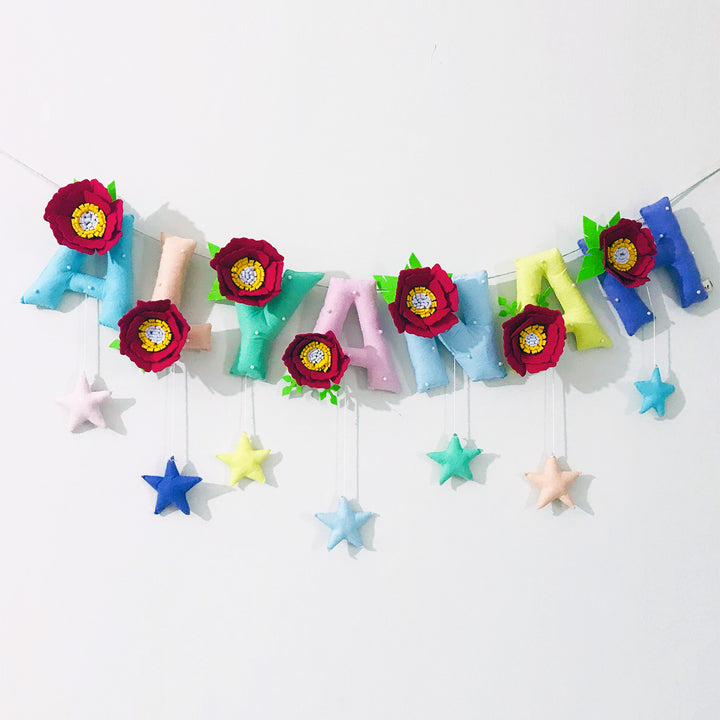 Handcrafted Personalized Floral Themed Bunting For Kids