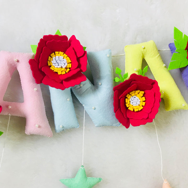 Handcrafted Personalized Floral Themed Bunting For Kids