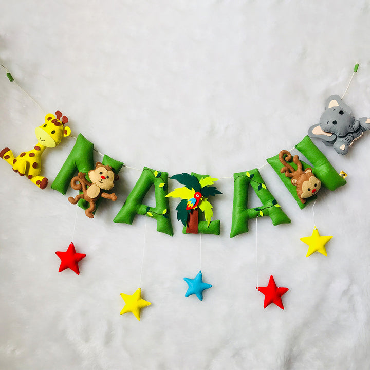 Handcrafted Personalized Jungle Safari Themed Bunting For Kids