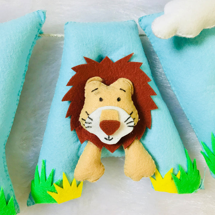 Handcrafted Personalized Jungle Themed Bunting For Kids