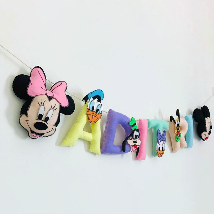 Handcrafted Personalized Mickey Themed Bunting For Kids