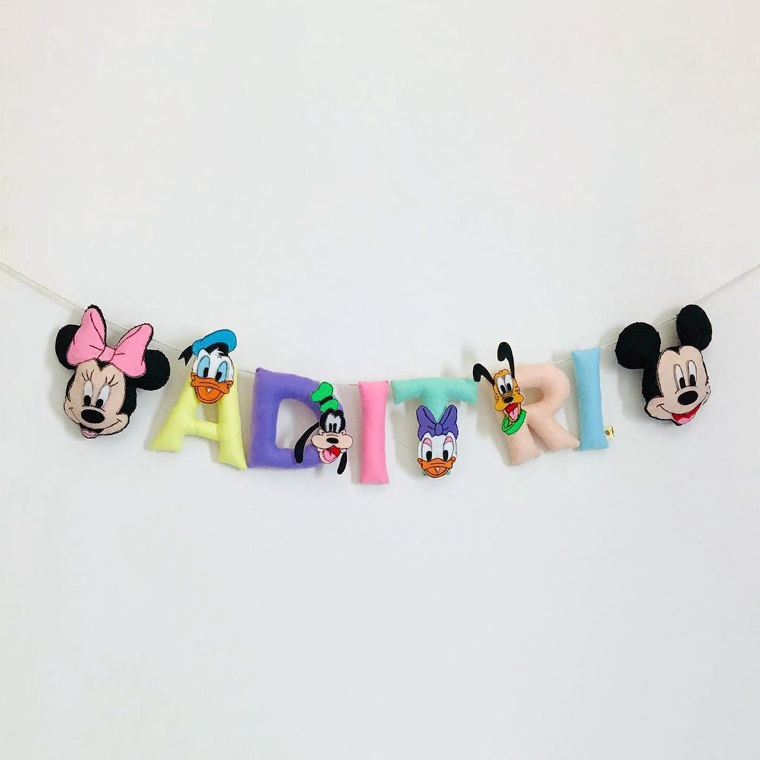 Handcrafted Personalized Mickey Themed Bunting For Kids