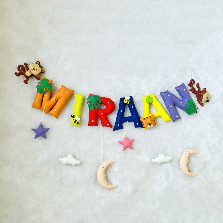 Handcrafted Personalized Monkey & Bee Themed Bunting For Kids