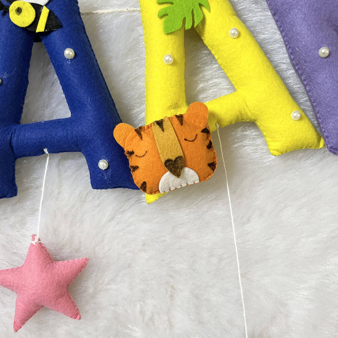 Handcrafted Personalized Monkey & Bee Themed Bunting For Kids