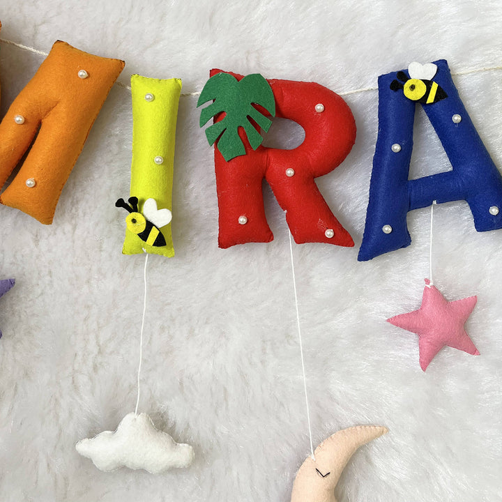 Handcrafted Personalized Monkey & Bee Themed Bunting For Kids