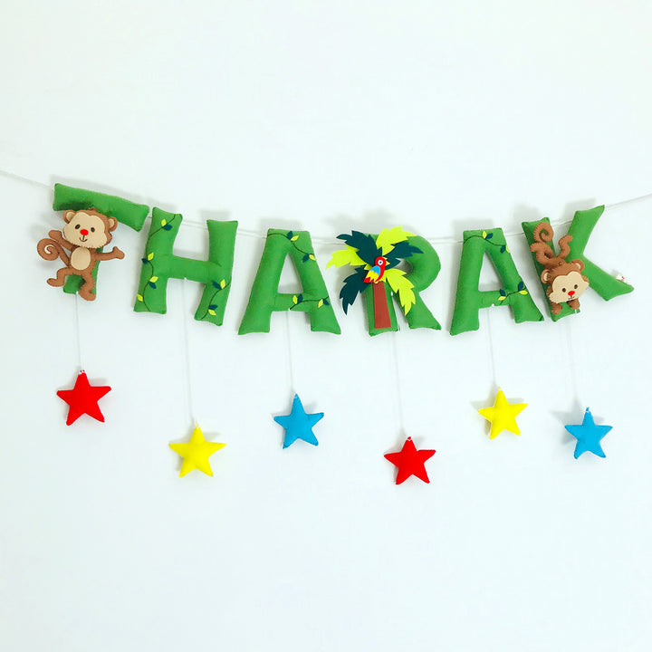 Handcrafted Personalized Monkey Themed Bunting For Kids