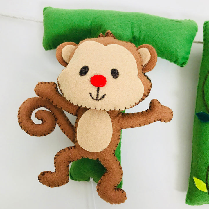 Handcrafted Personalized Monkey Themed Bunting For Kids