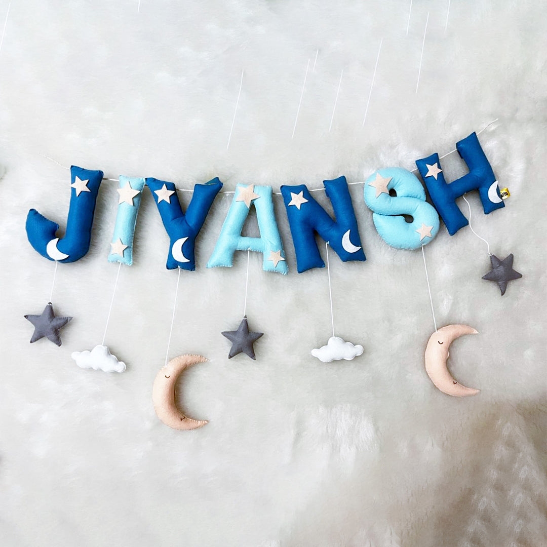 Handcrafted Personalized Sky Themed Bunting For Kids