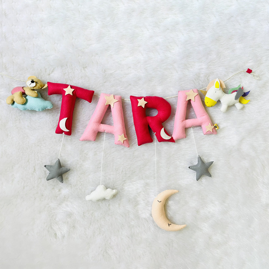 Handcrafted Personalized Unicorn & Teddy Themed Bunting For Kids