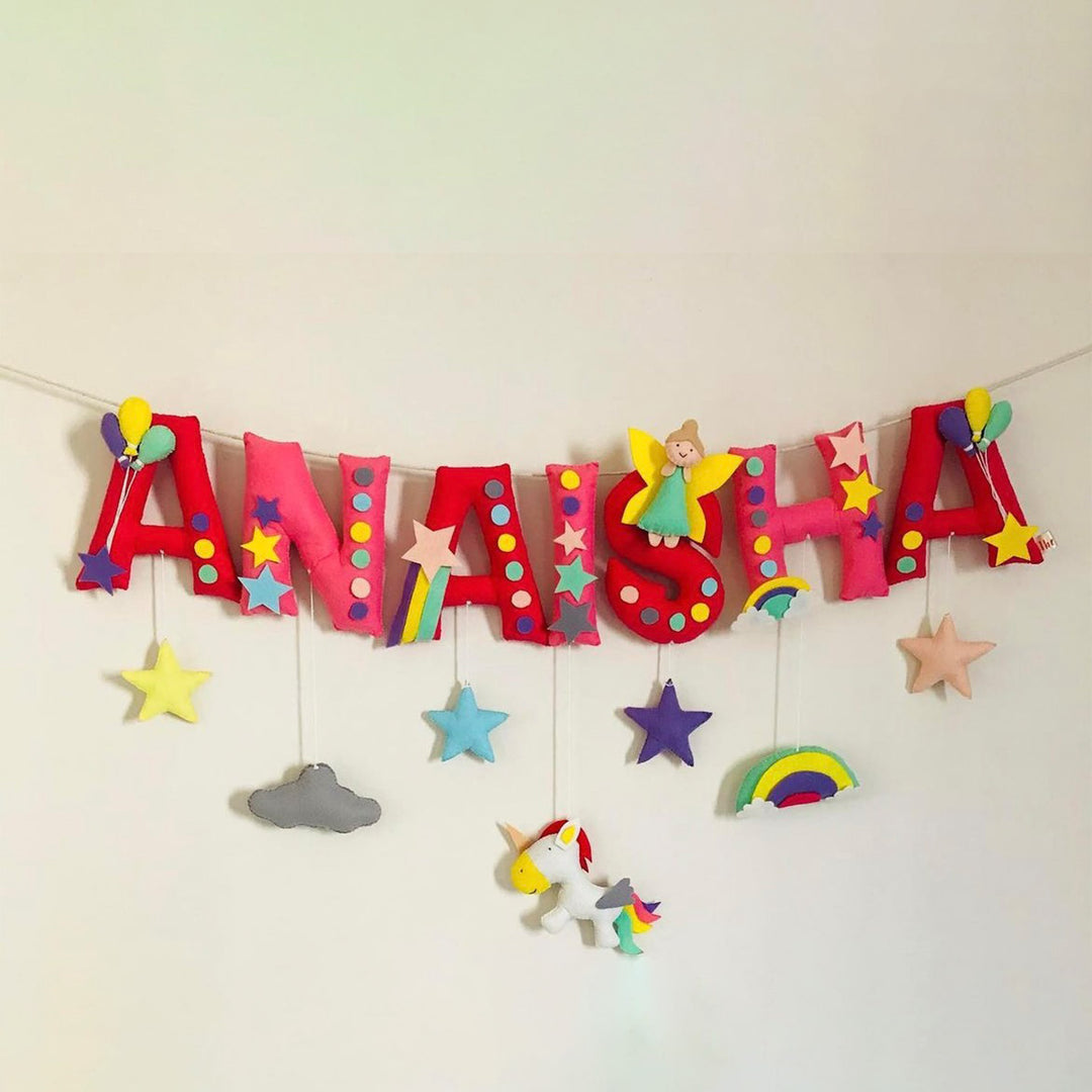 Handcrafted Personalized Unicorn Themed Bunting For Kids