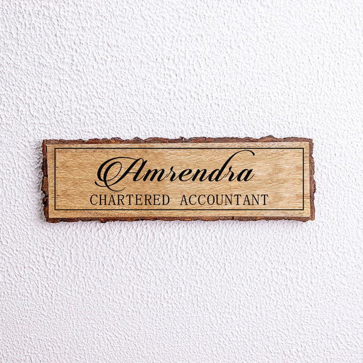 Handcrafted Mango Wood Personalized Name Plate For Chartered Accountant