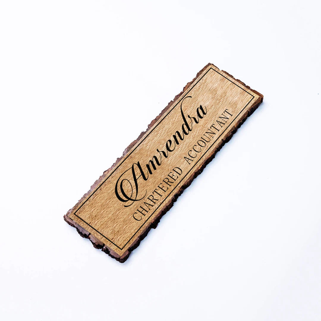 Handcrafted Mango Wood Personalized Name Plate For Chartered Accountant