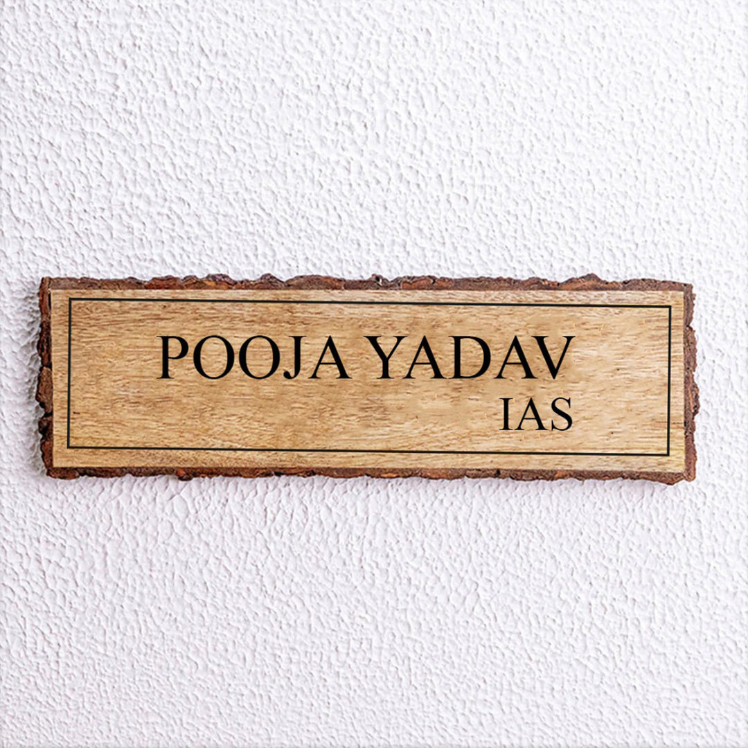 Handcrafted Mango Wood Personalized Name Plate For IAS