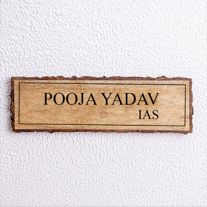 Handcrafted Mango Wood Personalized Name Plate For IAS