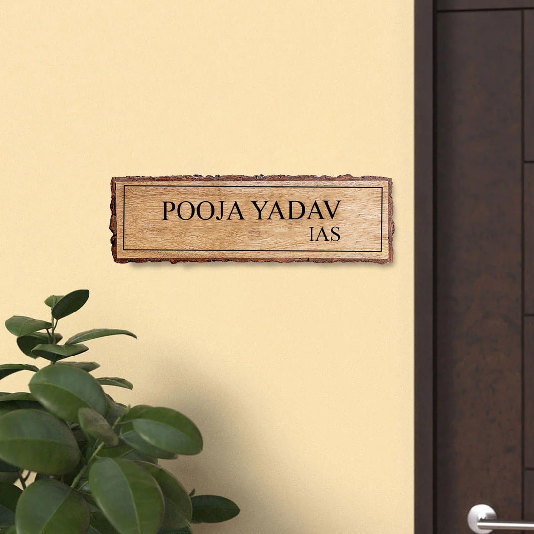 Handcrafted Mango Wood Personalized Name Plate For IAS