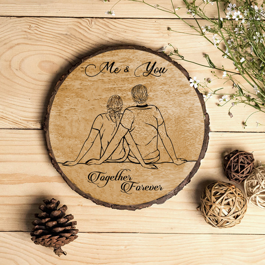 Handcrafted Mango Wood Plaque For Couples With Stand