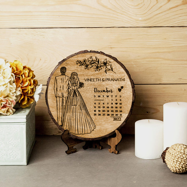 Engraved Wooden Plaque For South Indian Couples | Customized Wedding Gift