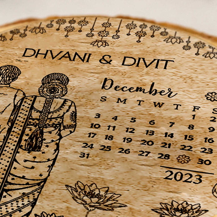 Engraved Wooden Plaque For South Indian Couples | Customized Wedding Gift