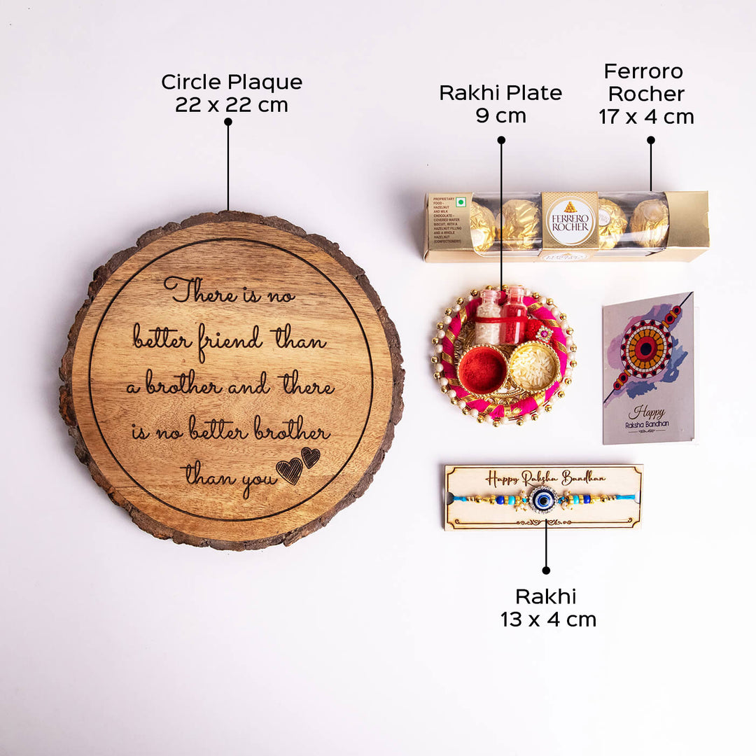Wooden Plaque Rakhi Hamper For Brothers