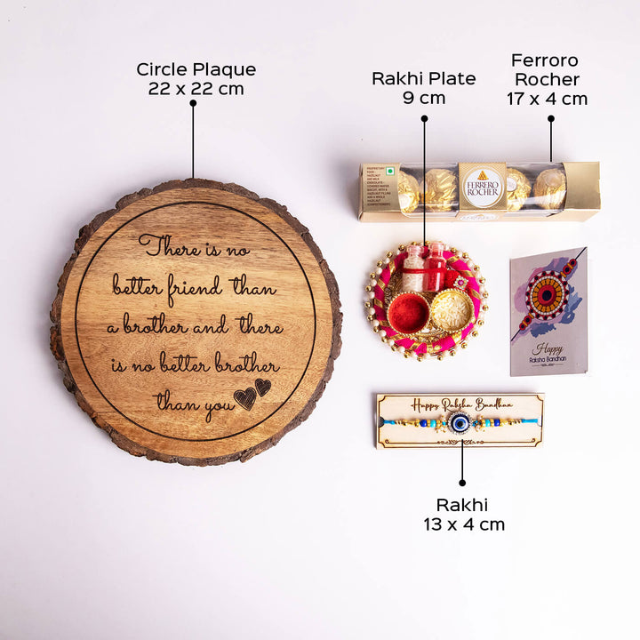 Wooden Plaque Rakhi Hamper For Brothers